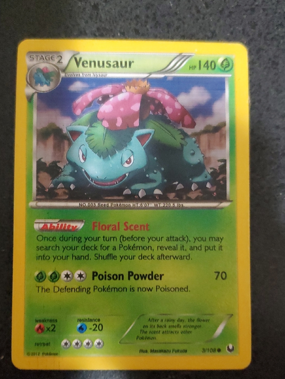 Venusaur Pokémon Card - Green & Pink Artwork